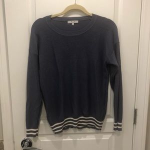 Lightweight Madewell sweater with striped sleeves